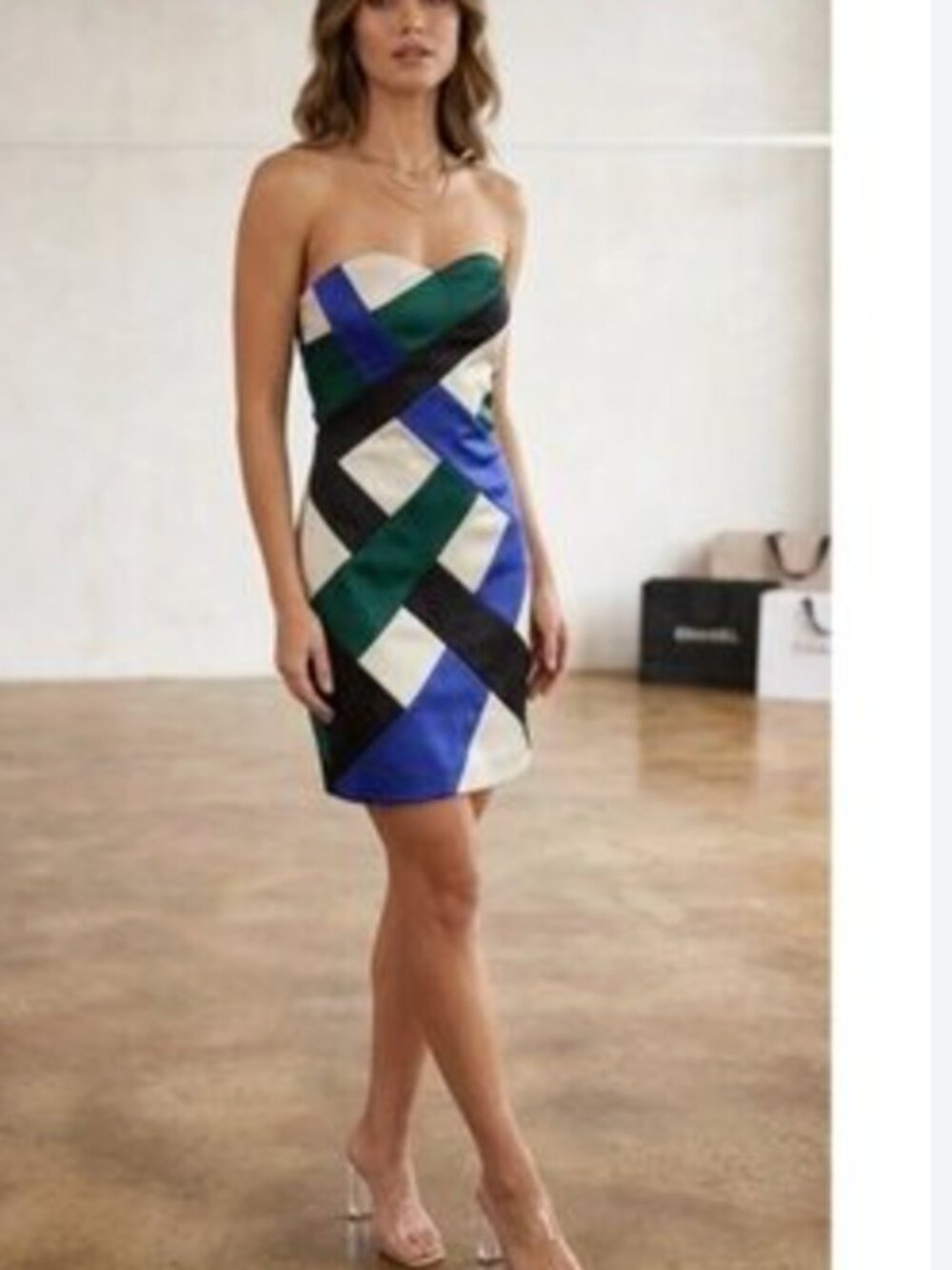 Authentic Giorgio Armani Vintage 2000s Patchwork Strapless Mini Dress Size S